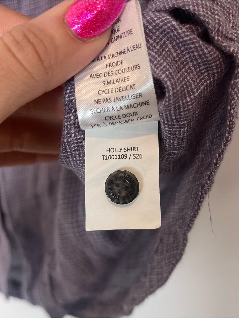 Toad&Co Holly Shirt Organic Cotton Women's Light Purple Button-Up Short Sleeve L - Picture 6 of 7